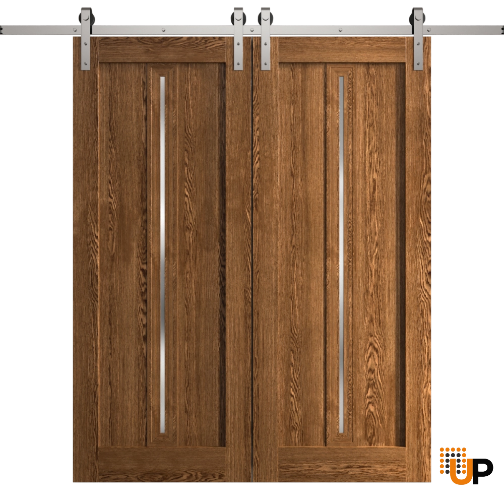 Double solid core sliding french interior barn double door | Ego 5014  EGO Cognac Oak | 36 x 80 (2* 18x80) photo#1
