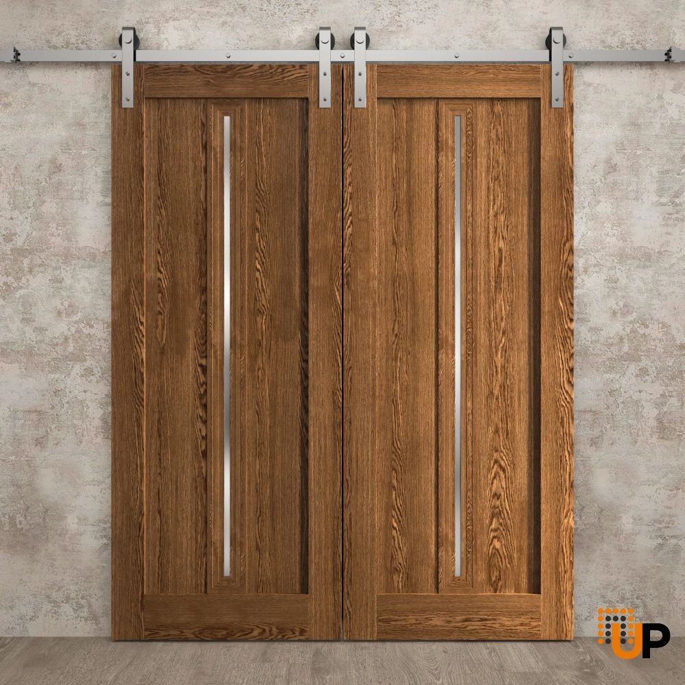 Double solid core sliding french interior barn double door | Ego 5014  EGO Cognac Oak | 36 x 80 (2* 18x80) photo#2