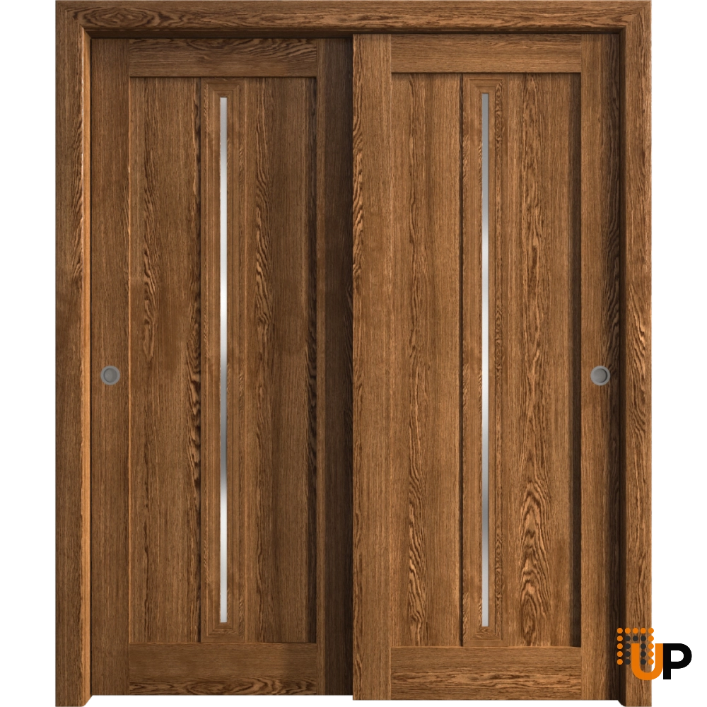 Double solid core sliding interior pocket double door | Ego 5014  EGO Cognac Oak | 36 x 80 (2* 18x80) photo#1