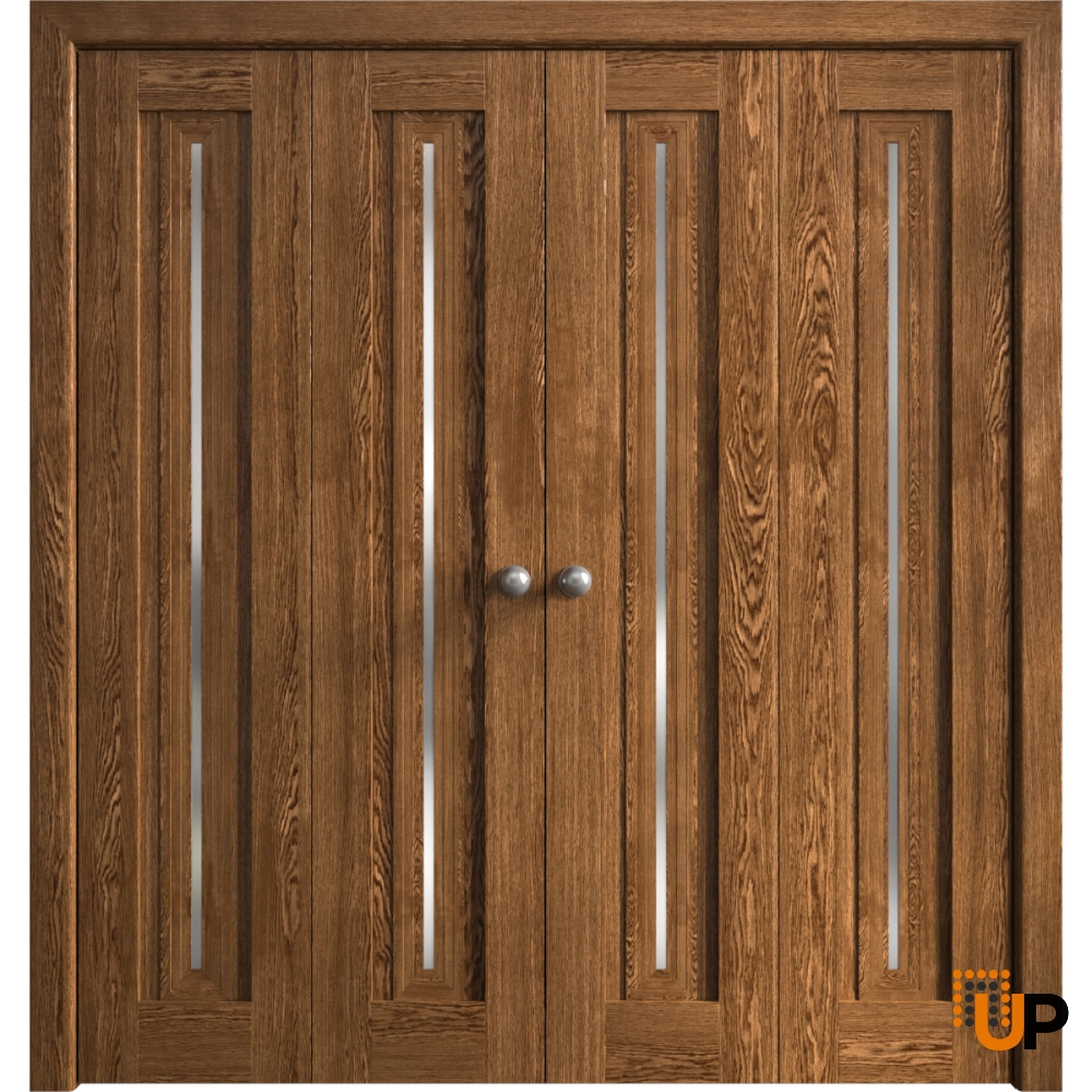4 folding panels solid core sliding interior bi-fold double door | Ego 5014  EGO Cognac Oak | 72 x 80 (4* 18x80) photo#1