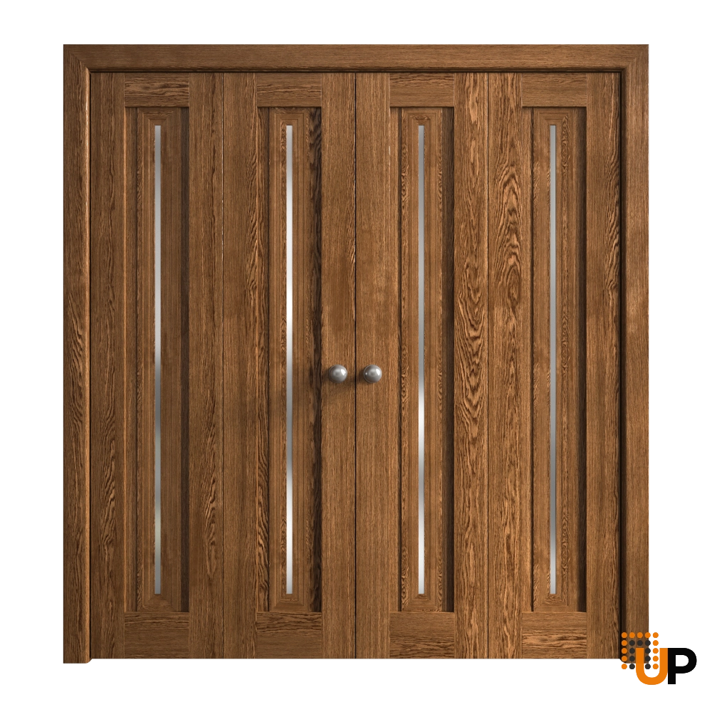 4 folding panels solid core sliding interior bi-fold double door | Ego 5014  EGO Cognac Oak | 72 x 96 (4* 18x96) photo#1