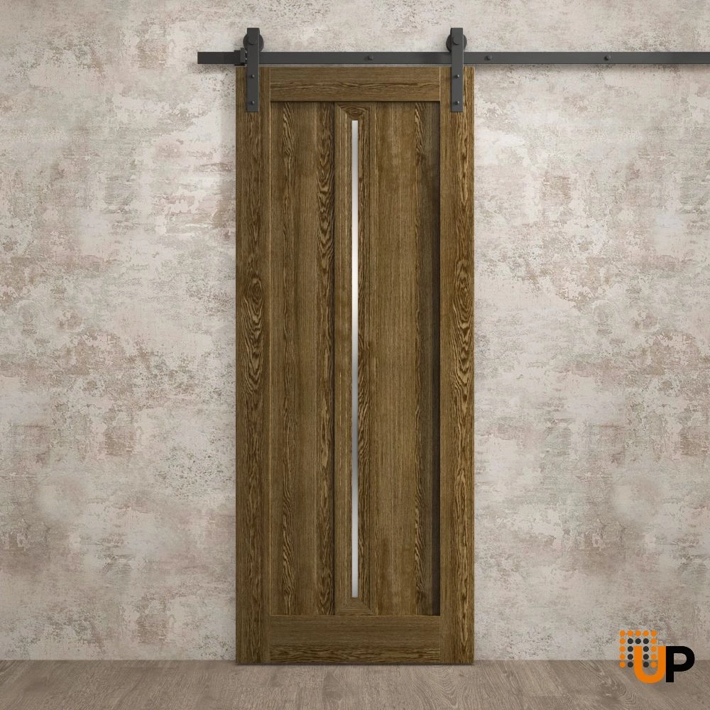 Single solid core sliding interior barn door | Ego 5014  EGO Marble Oak | 18 x 80 photo#2