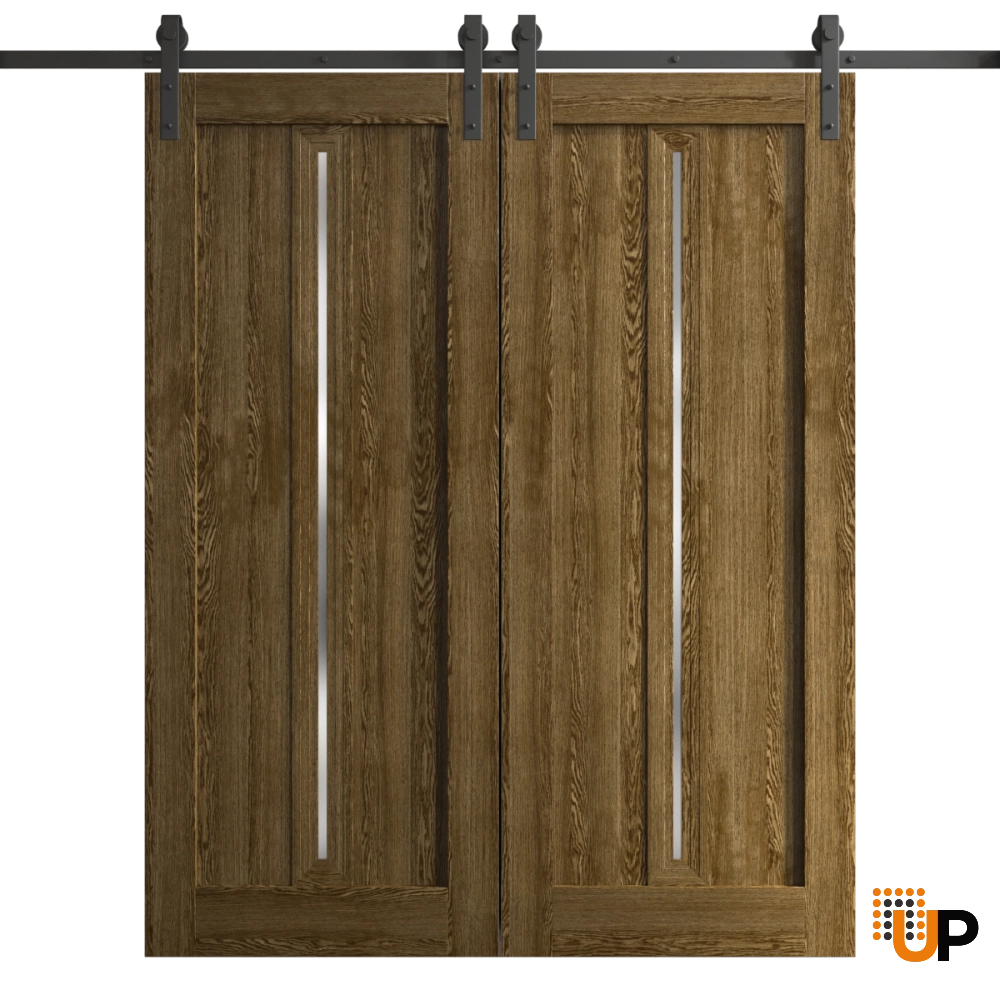 Double solid core sliding french interior barn double door | Ego 5014  EGO Marble Oak | 36 x 80 (2* 18x80) photo#1