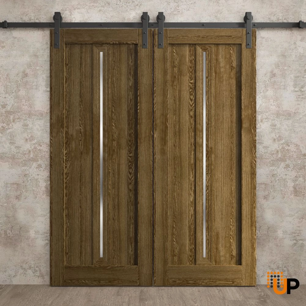 Double solid core sliding french interior barn double door | Ego 5014  EGO Marble Oak | 36 x 80 (2* 18x80) photo#2