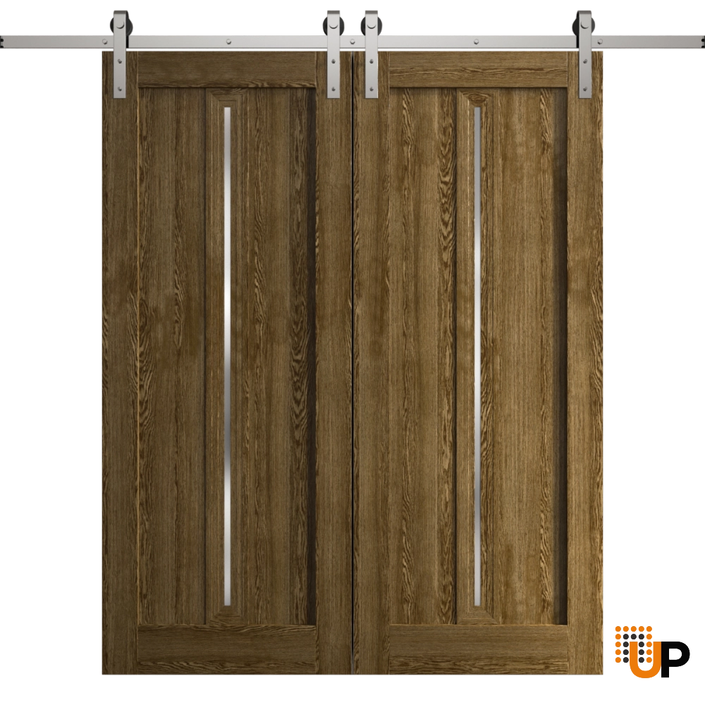Double solid core sliding french interior barn double door | Ego 5014  EGO Marble Oak | 36 x 80 (2* 18x80) photo#1