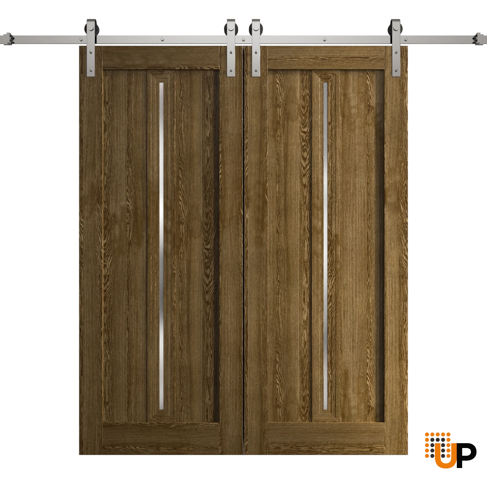 Double solid core sliding french interior barn double door | Ego 5014  EGO Marble Oak | 56 x 96 (2* 28x96) photo#1