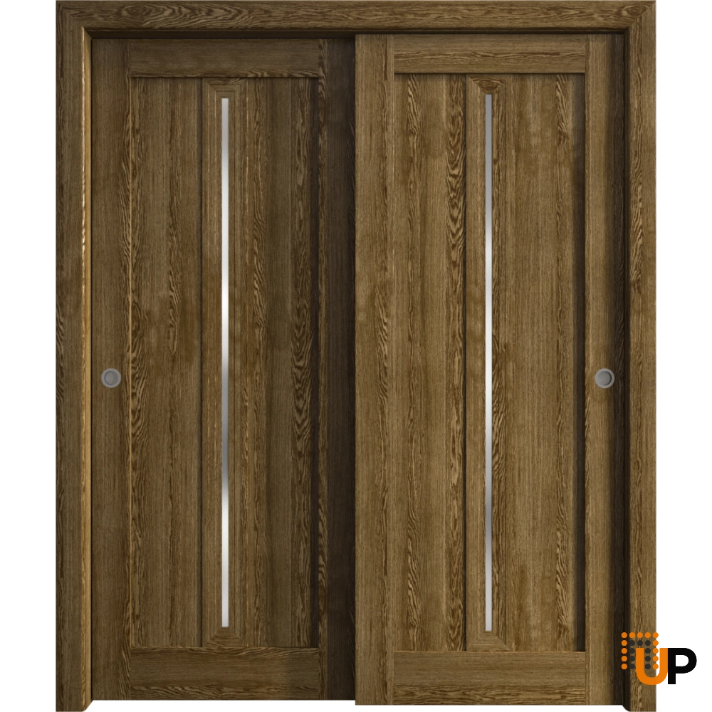 Double solid core sliding interior closet bypass door | Ego 5014  EGO Marble Oak | 36 x 80 (2* 18x80) photo#1