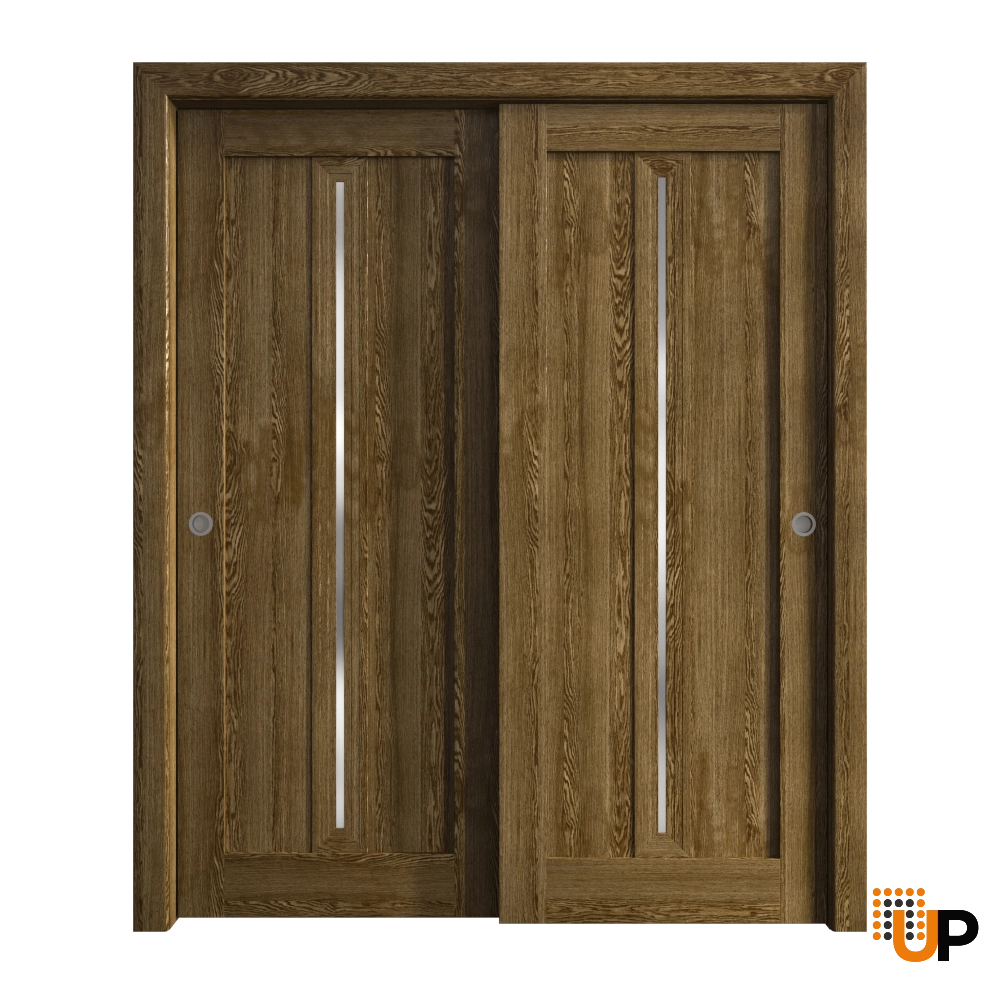 Double solid core sliding interior closet bypass door | Ego 5014  EGO Marble Oak | 48 x 80 (2* 24x80) photo#1
