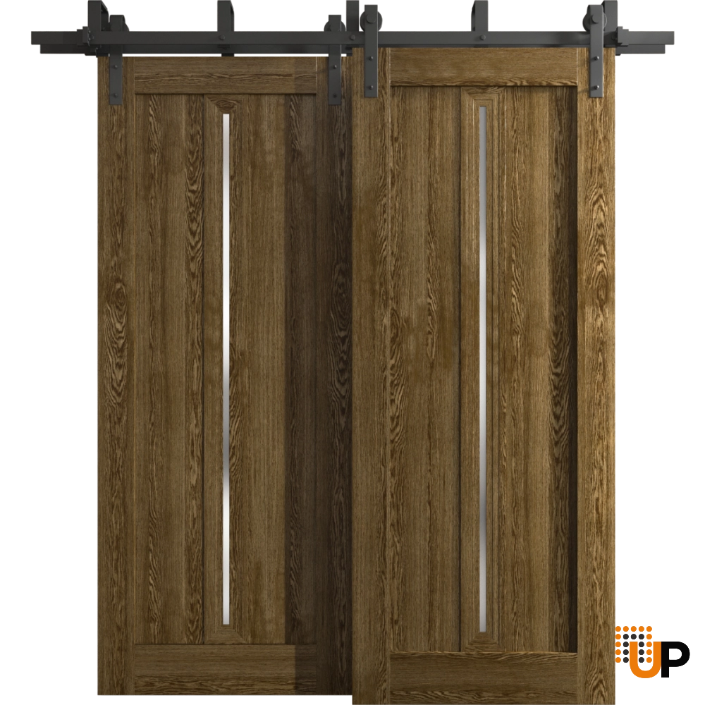 Double solid core sliding interior barn bypass door | Ego 5014  EGO Marble Oak | 36 x 80 (2* 18x80) photo#1