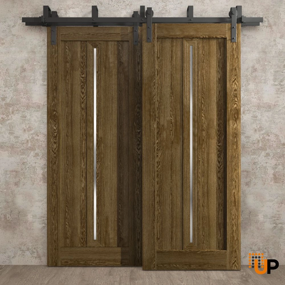 Double solid core sliding interior barn bypass door | Ego 5014  EGO Marble Oak | 36 x 80 (2* 18x80) photo#2