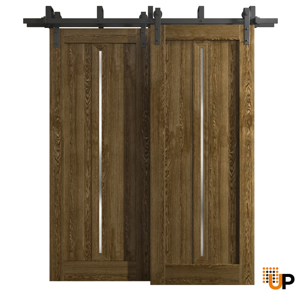 Double solid core sliding interior barn bypass door | Ego 5014  EGO Marble Oak | 84 x 80 (2* 42x80) photo#1