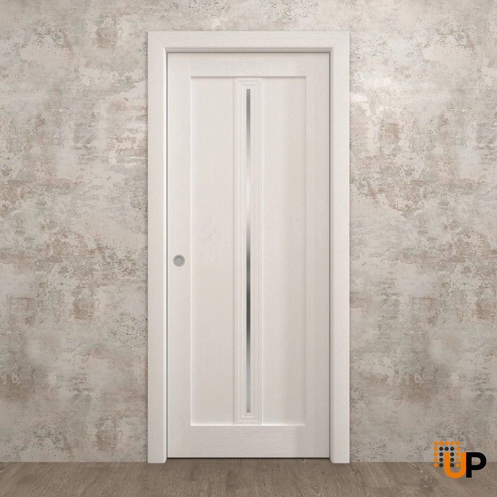 Single solid core sliding interior pocket door | Ego 5014  EGO Painted White Oak | 18 x 80 photo#2