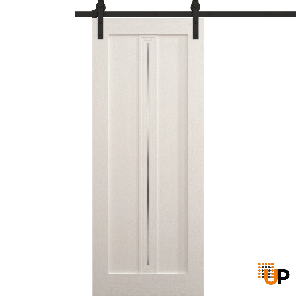 Single solid core sliding interior barn door | Ego 5014  EGO Painted White Oak | 18 x 80 photo#1
