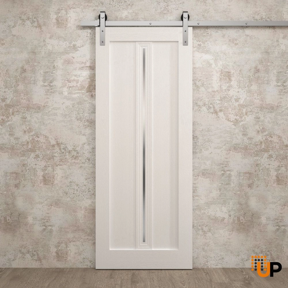 Single solid core sliding interior barn door | Ego 5014  EGO Painted White Oak | 18 x 80 photo#2