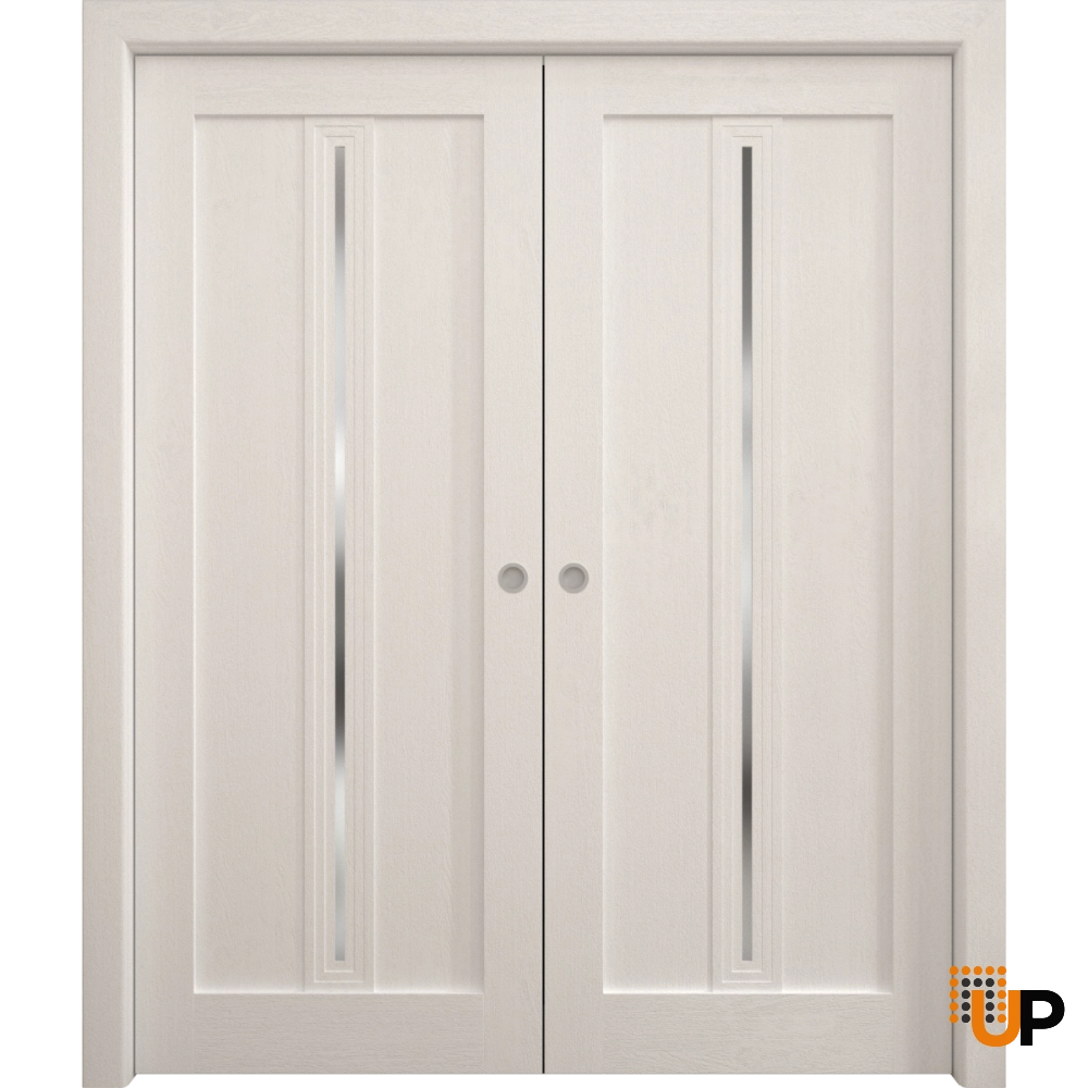 Double solid core sliding interior pocket double door | Ego 5014  EGO Painted White Oak | 36 x 80 (2* 18x80) photo#1