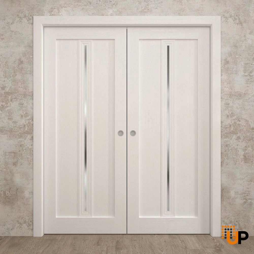 Double solid core sliding interior pocket double door | Ego 5014  EGO Painted White Oak | 36 x 80 (2* 18x80) photo#2