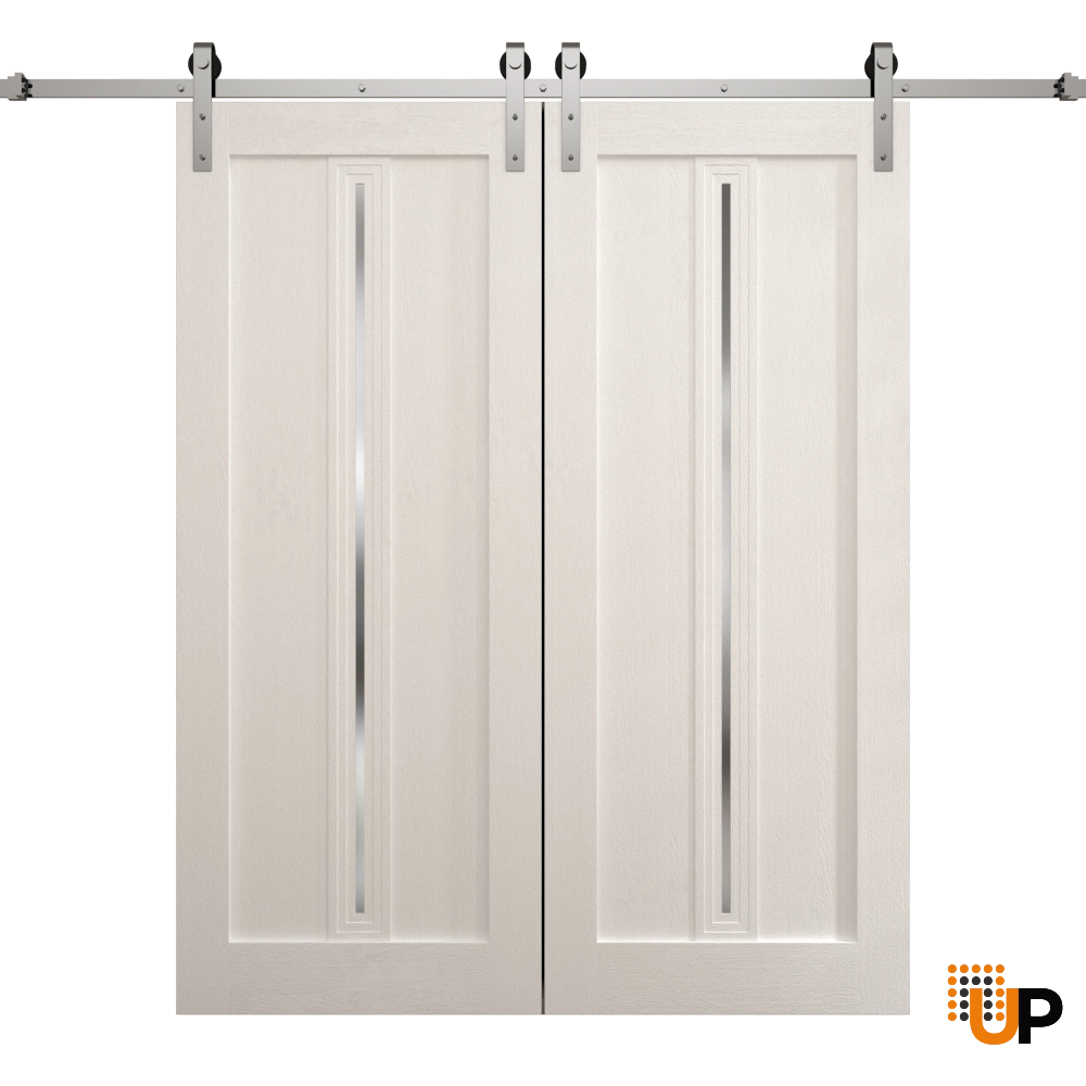 Double solid core sliding french interior barn double door | Ego 5014  EGO Painted White Oak | 84 x 84 (2* 42x84) photo#1