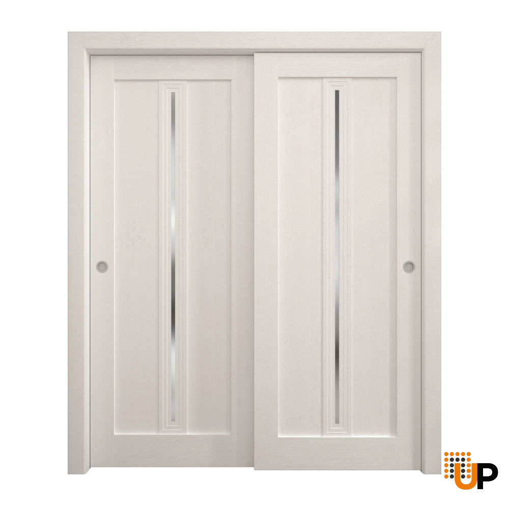 Double solid core sliding interior closet bypass door | Ego 5014  EGO Painted White Oak | 72 x 80 (2* 36x80) photo#1