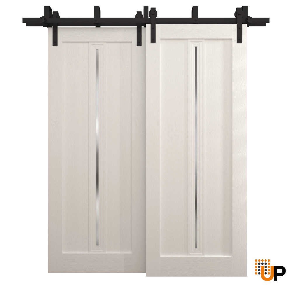 Double solid core sliding interior barn bypass door | Ego 5014  EGO Painted White Oak | 84 x 80 (2* 42x80) photo#1
