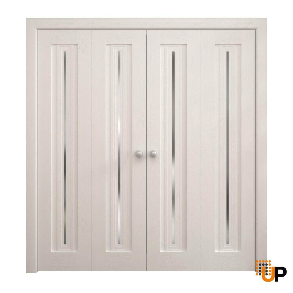 4 folding panels solid core sliding interior bi-fold double door | Ego 5014  EGO Painted White Oak | 96 x 84 (4* 24x84) photo#1