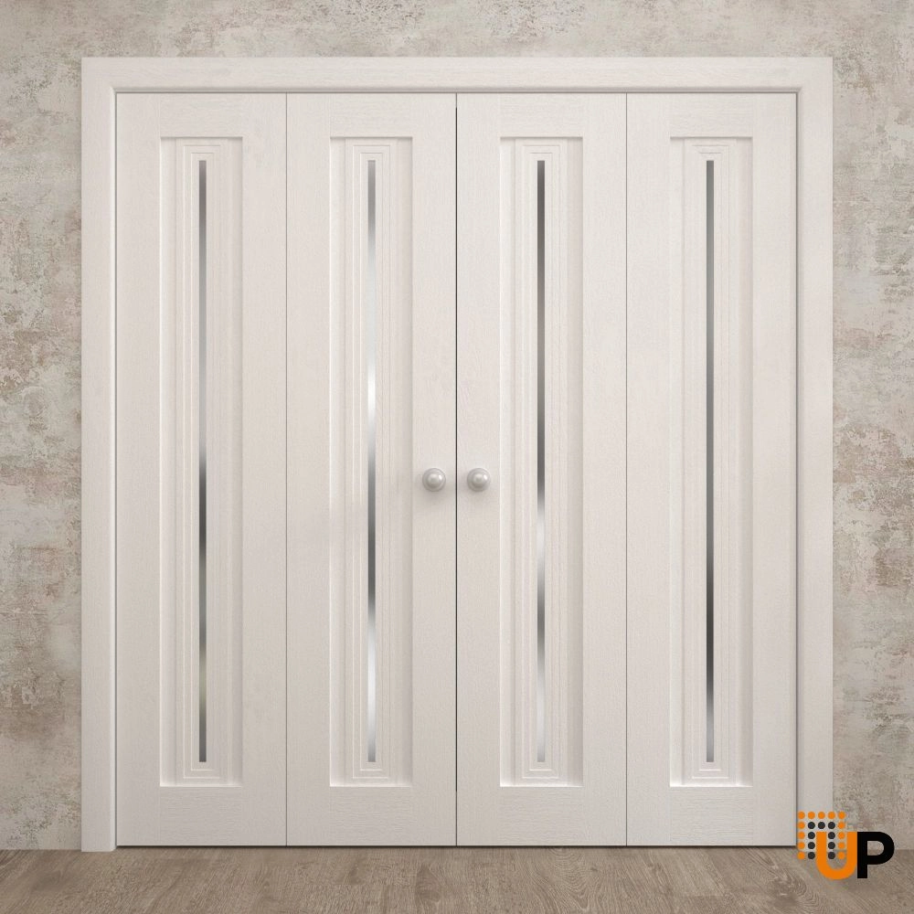 4 folding panels solid core sliding interior bi-fold double door | Ego 5014  EGO Painted White Oak | 72 x 80 (4* 18x80) photo#2