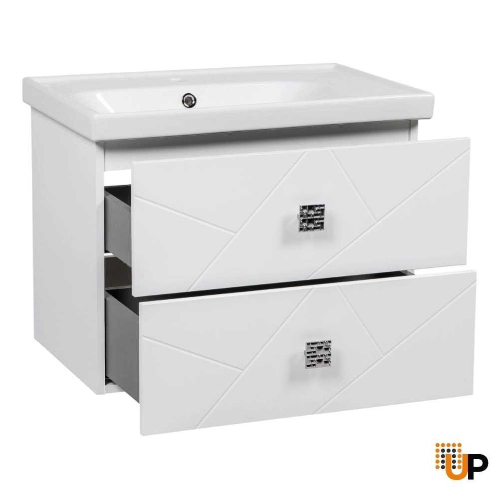 Modern Wall-Mount Bathroom Vanity with Washbasin | Picasso White Matte Collection | Non-Toxic Fire-Resistant MDF-28" photo#3
