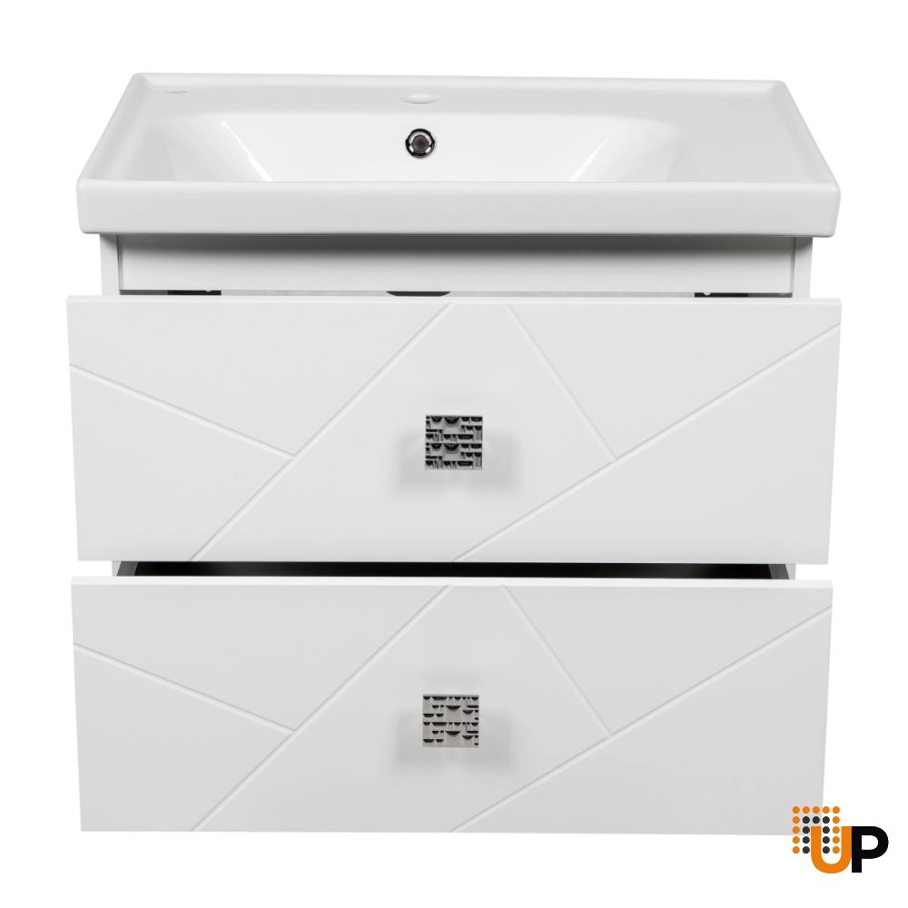 Modern Wall-Mount Bathroom Vanity with Washbasin | Picasso White Matte Collection | Non-Toxic Fire-Resistant MDF photo#4