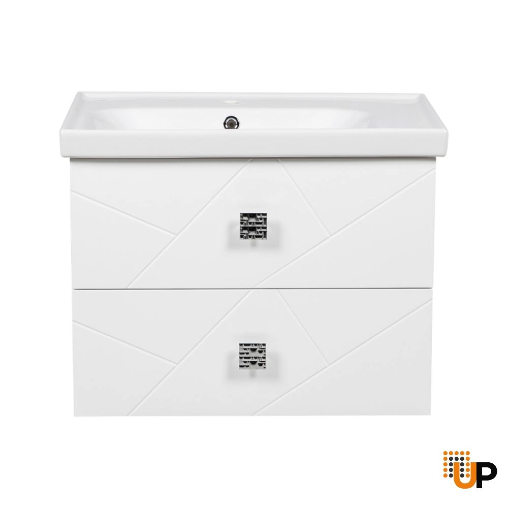Modern Wall-Mount Bathroom Vanity with Washbasin | Picasso White Matte Collection | Non-Toxic Fire-Resistant MDF-28" photo#5