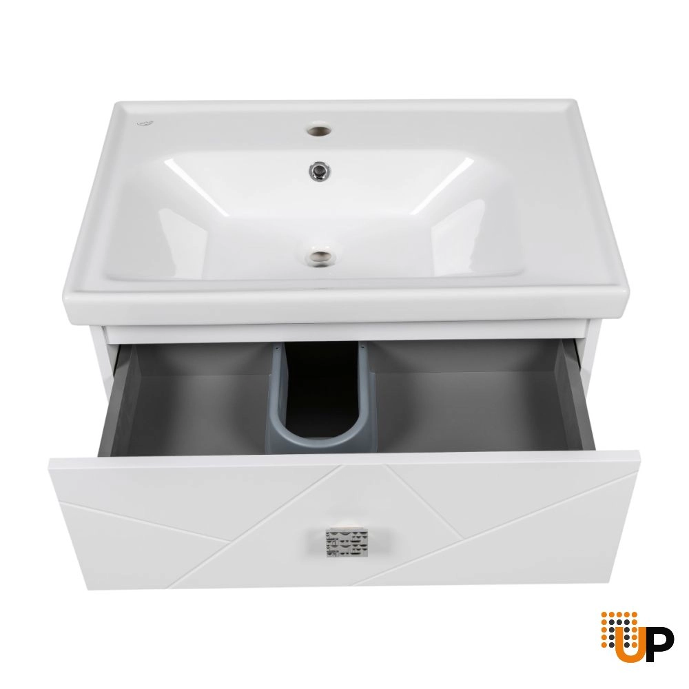 Modern Wall-Mount Bathroom Vanity with Washbasin | Picasso White Matte Collection | Non-Toxic Fire-Resistant MDF photo#6