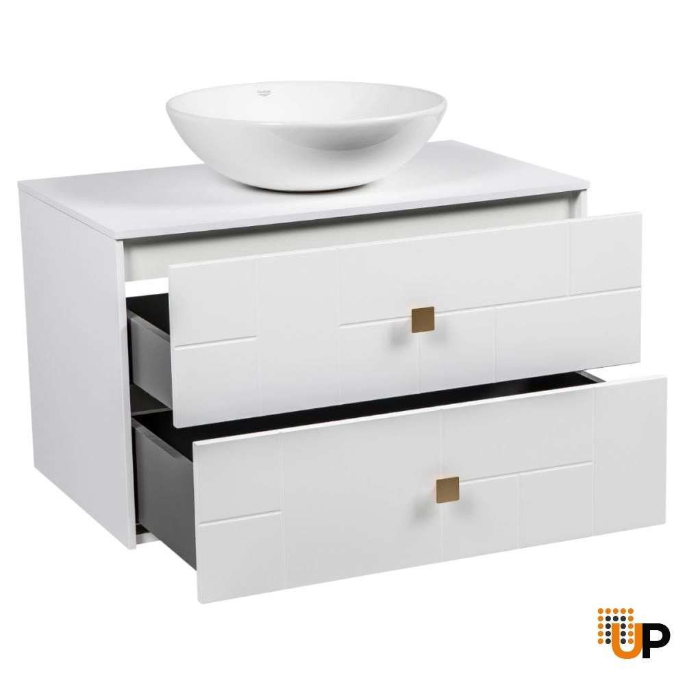 Modern Wall-Mount Bathroom Vanity with Washbasin | Dune White Matte Collection | Non-Toxic Fire-Resistant MDF-40" photo#3
