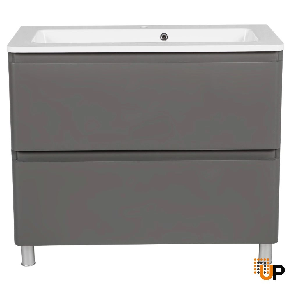 Modern Free Standing Bathroom Vanity with Washbasin | Comfort Gray Matte Collection | Non-Toxic Fire-Resistant MDF photo#5