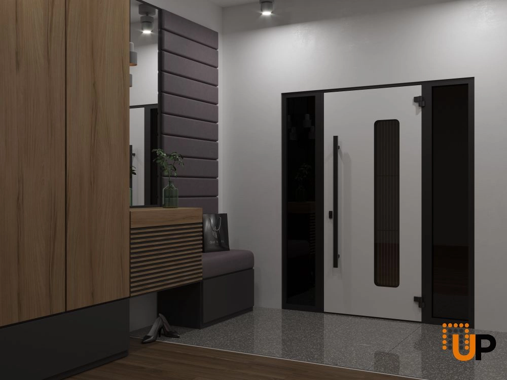 Single swing metal-aluminum modern exterior door with triplex glass | Ronex 0511 Bronze Oak | 60 x 80 (12+36+12 x 80) photo#4