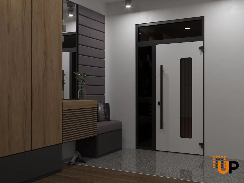 Single swing metal-aluminum modern exterior door with triplex glass | Ronex 0511 Bronze Oak | 48 x 92 (36+12 x 80+12) photo#4