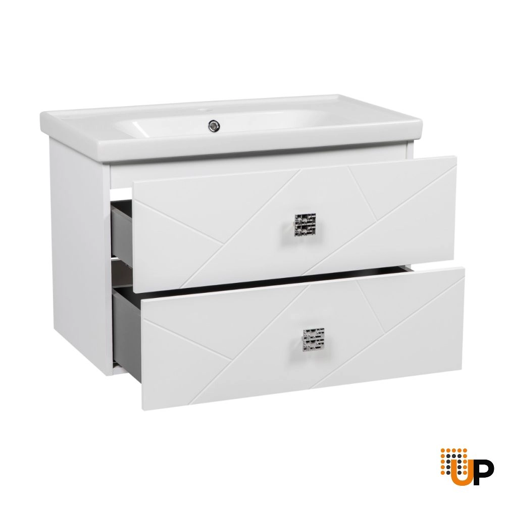 Modern Wall-Mount Bathroom Vanity with Washbasin | Picasso White Matte Collection | Non-Toxic Fire-Resistant MDF-32" photo#3