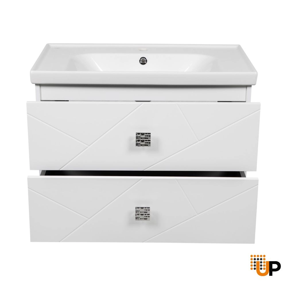 Modern Wall-Mount Bathroom Vanity with Washbasin | Picasso White Matte Collection | Non-Toxic Fire-Resistant MDF-32" photo#4