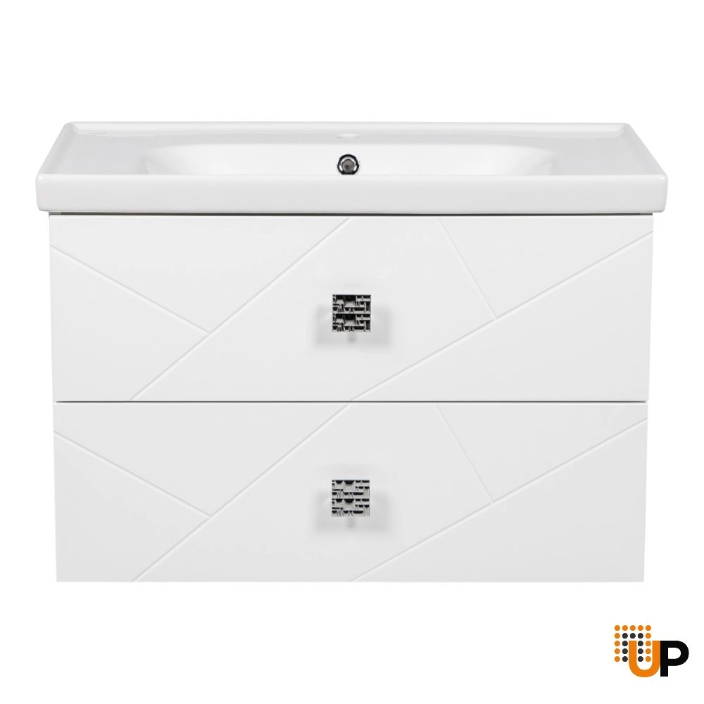 Modern Wall-Mount Bathroom Vanity with Washbasin | Picasso White Matte Collection | Non-Toxic Fire-Resistant MDF-32" photo#5