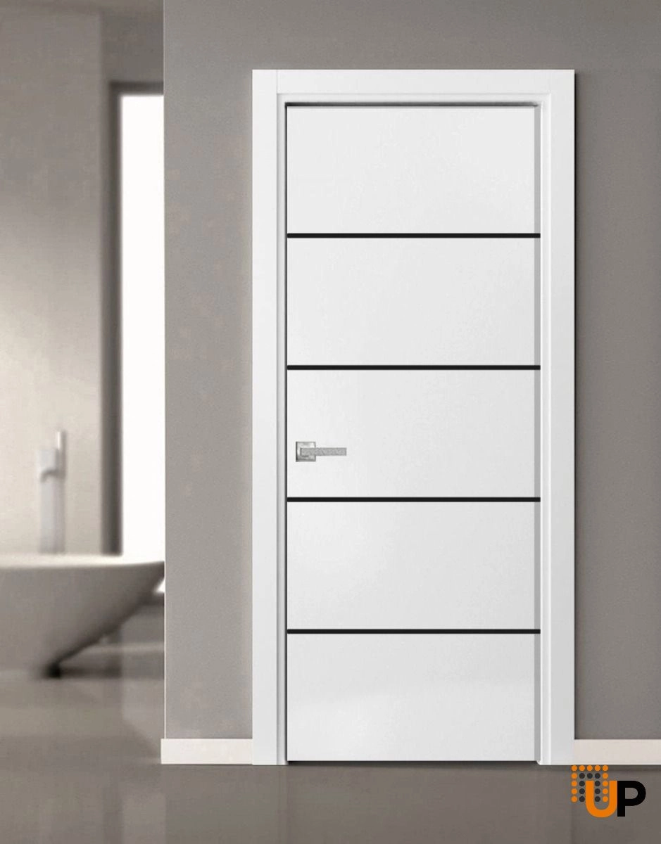 Single solid wood with honeycomb modern interior swing door | Planum 0015 White | 18 x 80 photo#2
