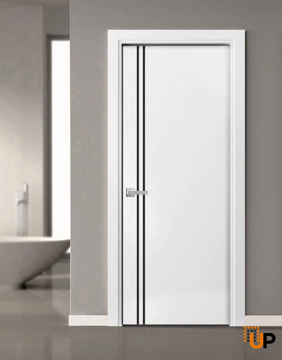 Single solid wood with honeycomb modern interior swing door | Planum 0016 White | 18 x 80 photo#2