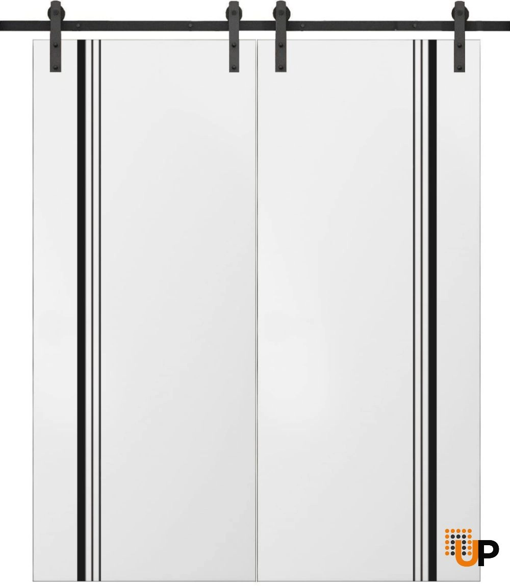Double solid wood with honeycomb sliding classic interior barn double door | Planum 0011 White | 36 x 80 (2* 18x80) photo#1