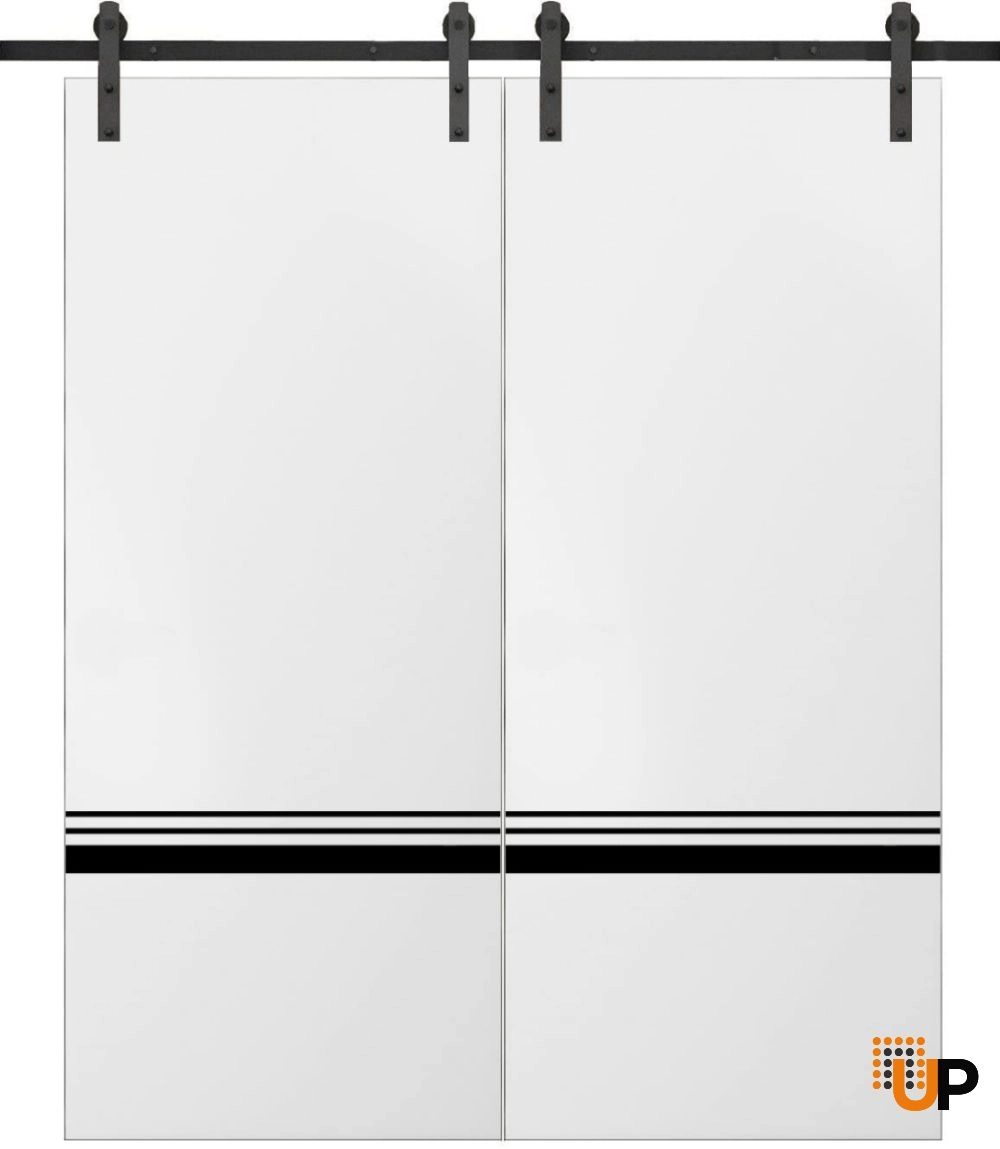 Double solid wood with honeycomb sliding classic interior barn double door | Planum 0012 White | 36 x 80 (2* 18x80) photo#1