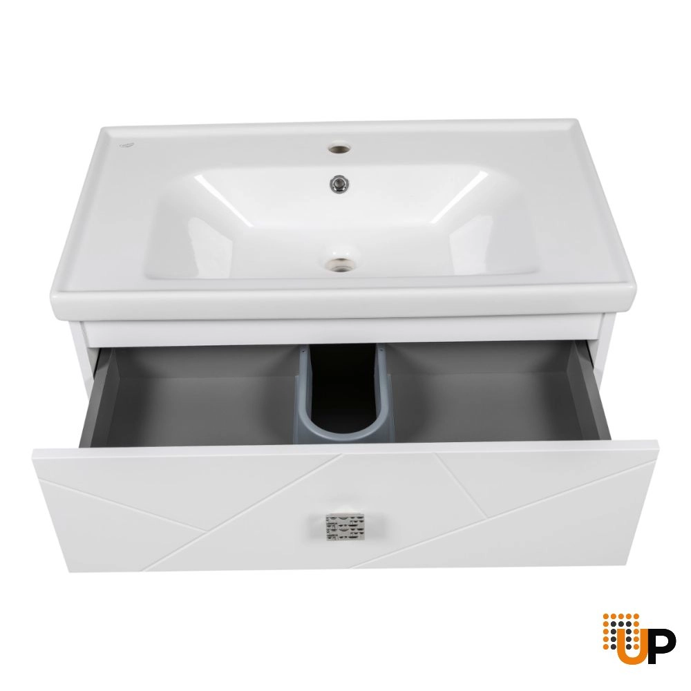 Modern Wall-Mount Bathroom Vanity with Washbasin | Picasso White Matte Collection | Non-Toxic Fire-Resistant MDF-32" photo#6