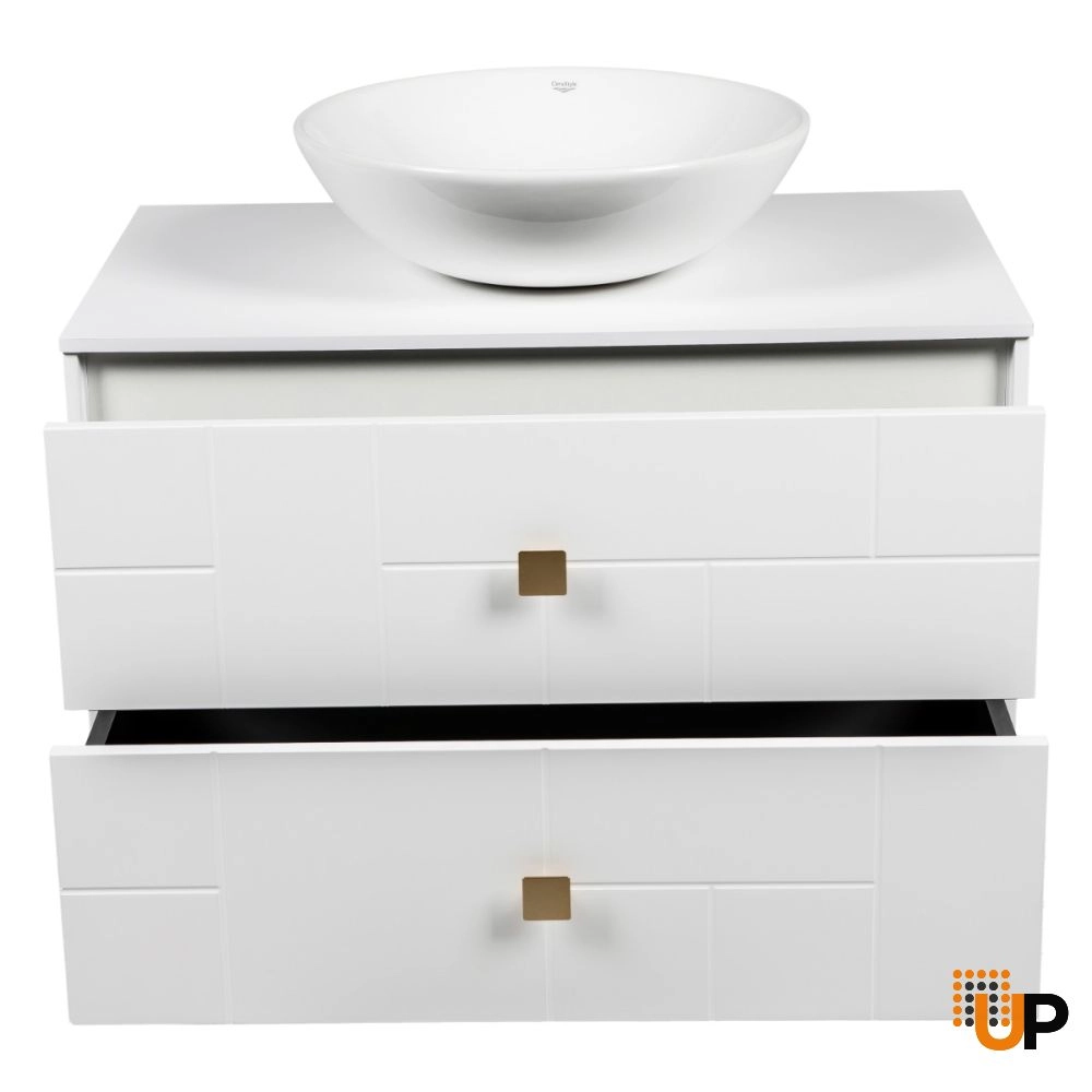 Modern Free Standing Bathroom Vanity with Washbasin | Dune White Matte Collection | Non-Toxic Fire-Resistant MDF photo#4