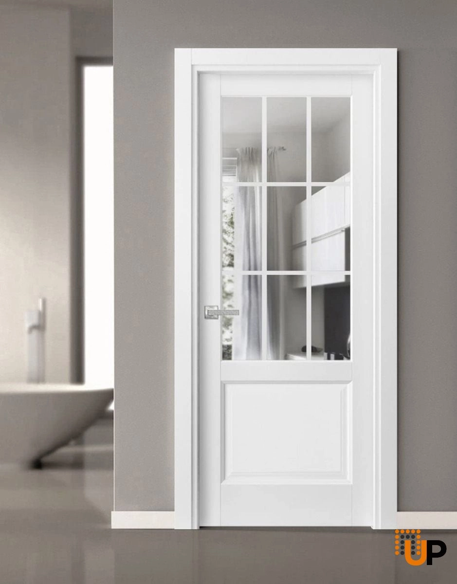 Single solid core classic interior swing door with clear glass | Felicia 3599 White | 18 x 80 photo#2