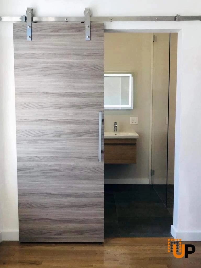 Single solid wood with honeycomb modern interior door slab | Planum 0010 Ginger Ash | 18 x 80 photo#2