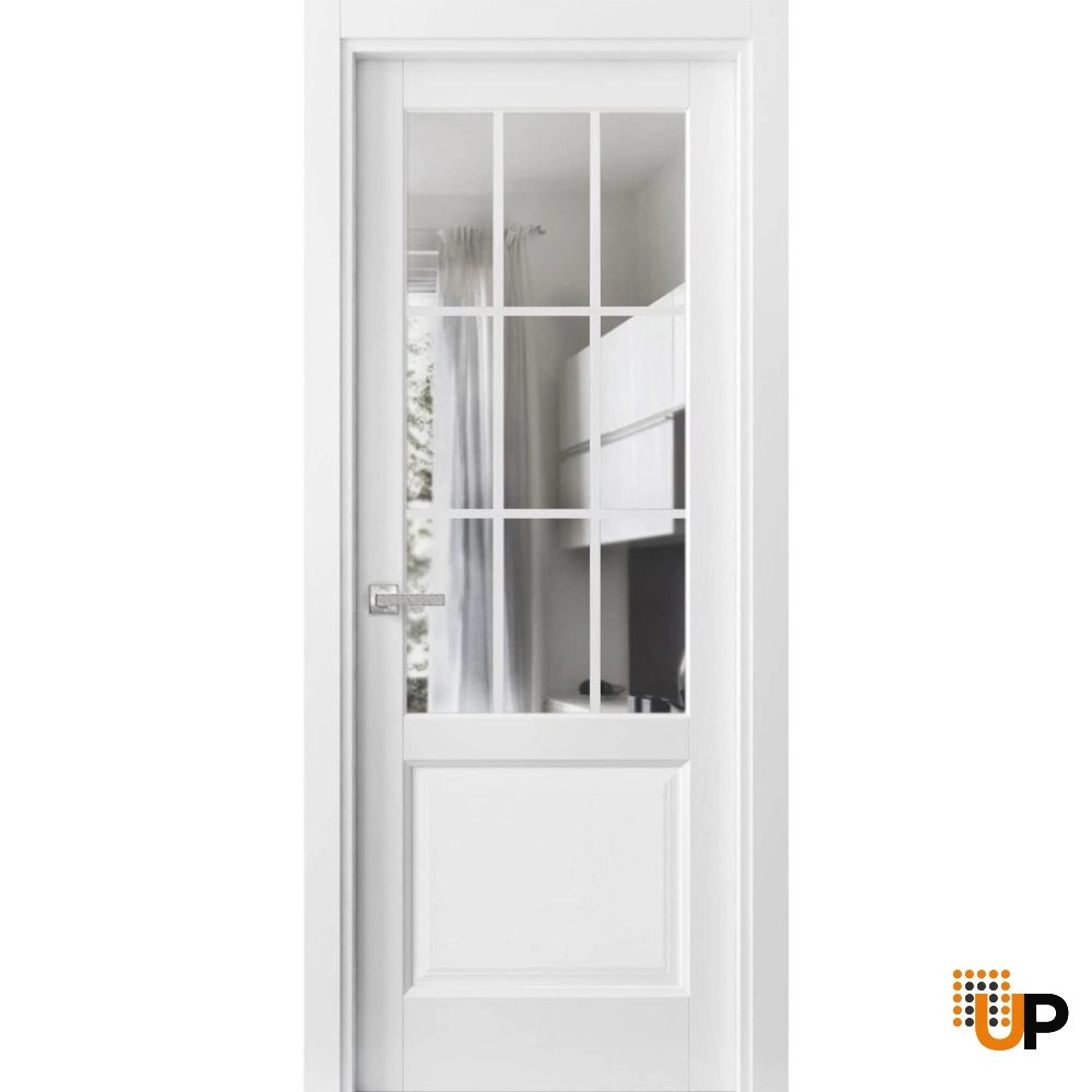 Single solid core classic interior swing door with clear glass | Felicia 3599 White | 18 x 80 photo#1