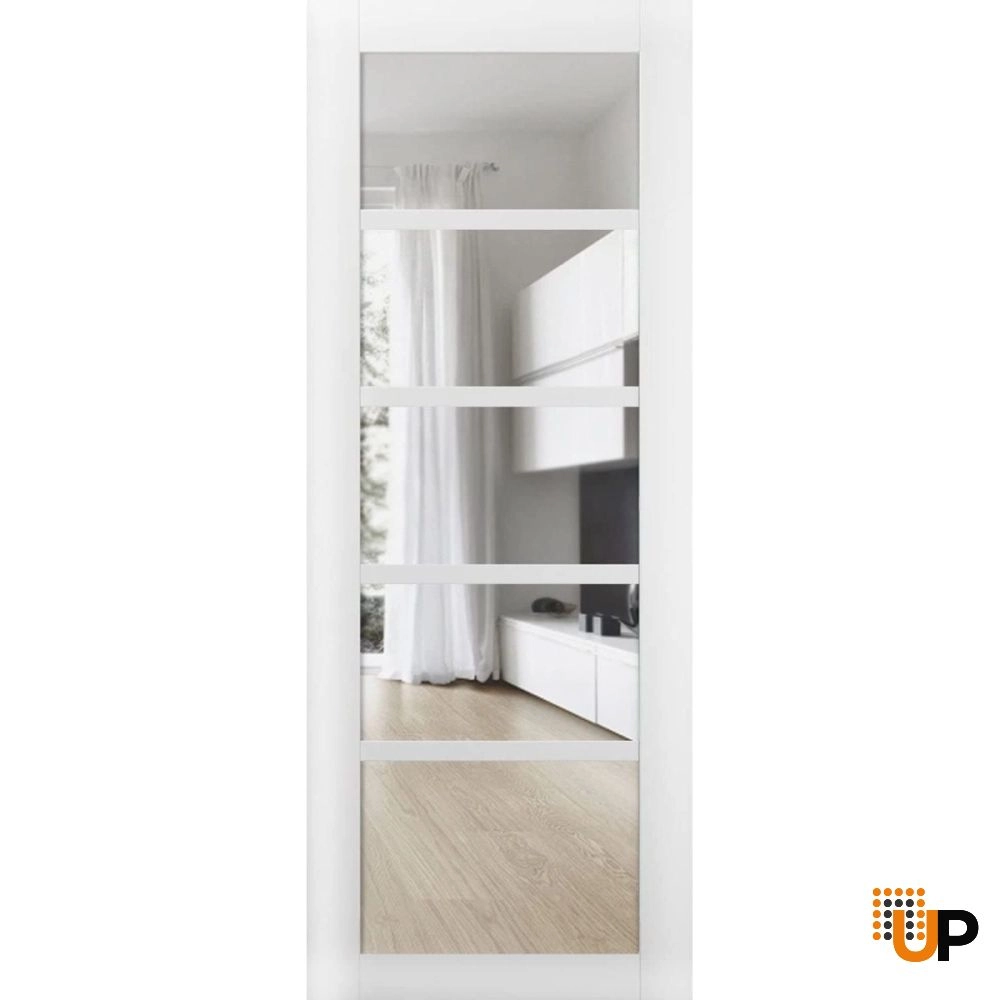 Single mdf luxury interior door slab with clear glass | Quadro 4522 White | 18 x 80 photo#1