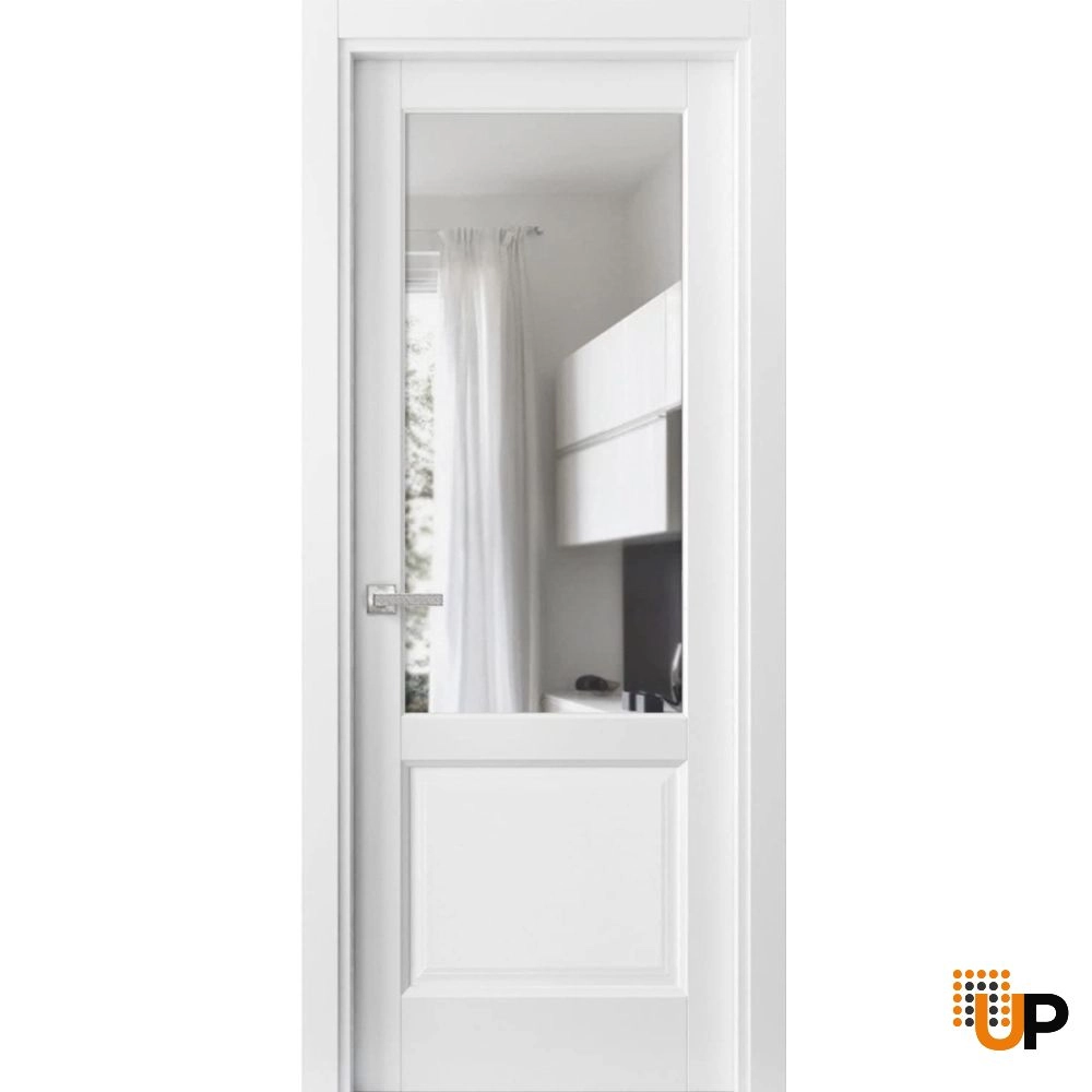 Single solid core classic interior swing door with clear glass | Lucia 1533 White | 18 x 80 photo#1