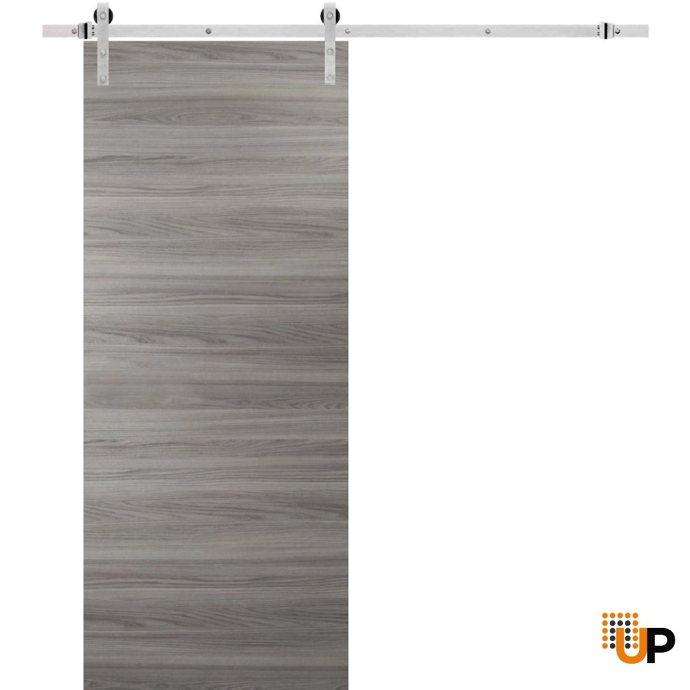 Single solid wood with honeycomb sliding modern interior barn door | Planum 0010 Ginger Ash | 18 x 80 photo#1