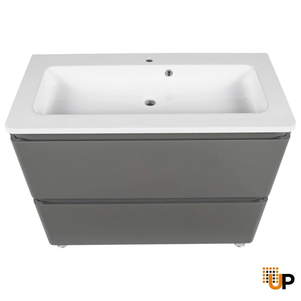 Modern Free Standing Bathroom Vanity with Washbasin | Comfort Gray Matte Collection | Non-Toxic Fire-Resistant MDF photo#6