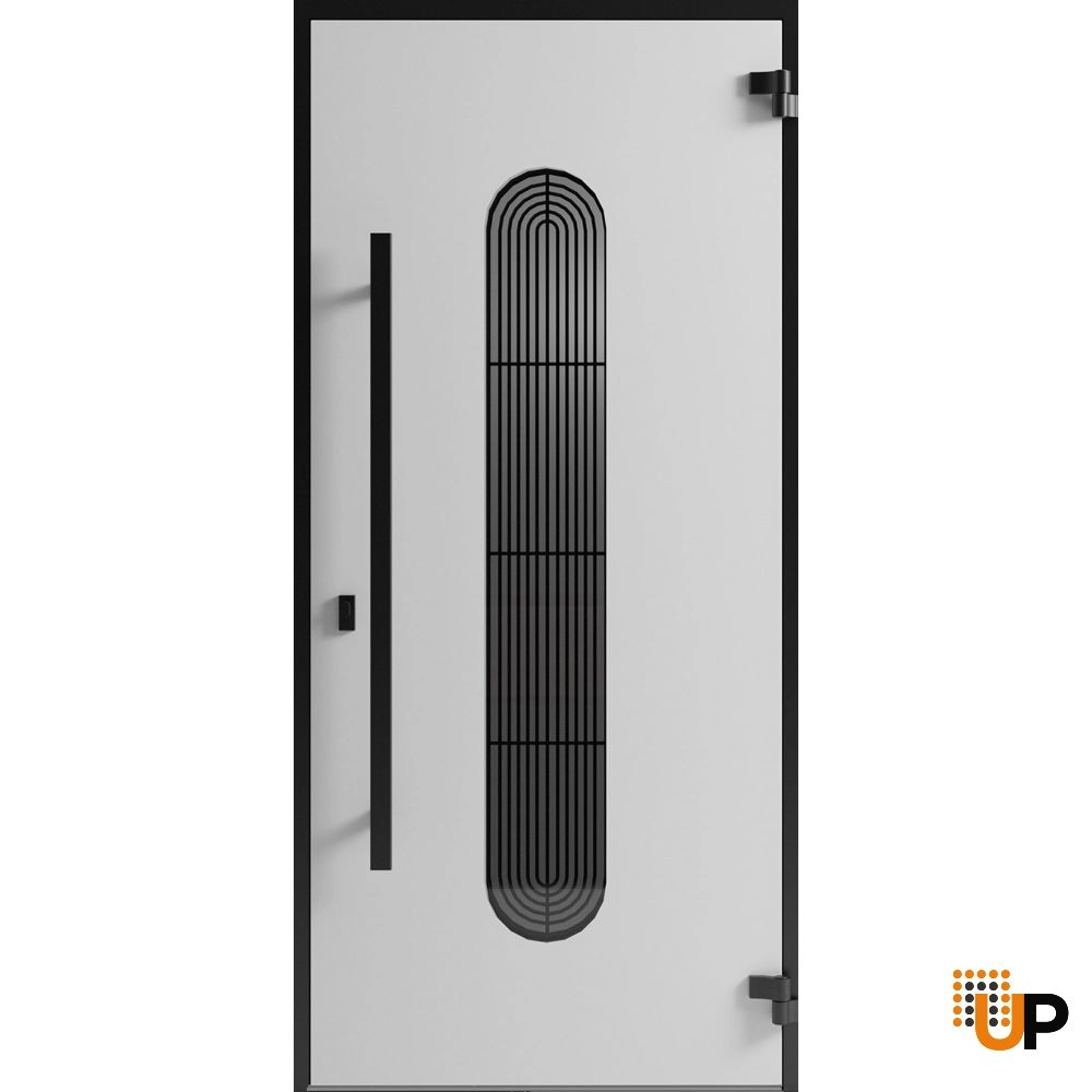 Single swing metal-aluminum modern exterior door with triplex glass | Ronex 0521 Black | 36 x 80 photo#2